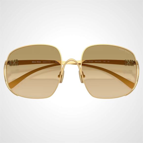 New MIU MIU Sunglasses Gold Metal Square Camomilla Gradient Lens - Picture 5 of 7